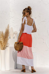 Color Block Tie Shoulder Tiered Sleeveless Dress - Trendsi - Flyclothing LLC