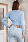 Round Neck Long Sleeve Cropped Sweater - Trendsi - Flyclothing LLC