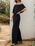 Off-Shoulder Wide Leg Jumpsuit - Trendsi - Flyclothing LLC