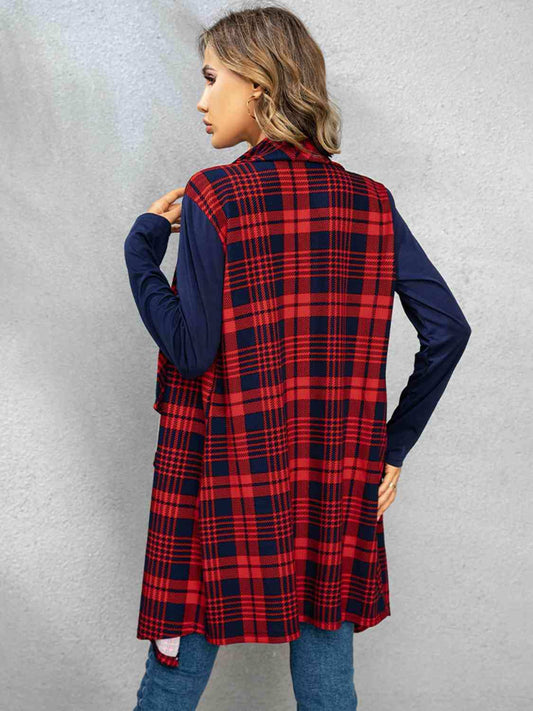 Plaid Open Front Cardigan - Trendsi - Flyclothing LLC