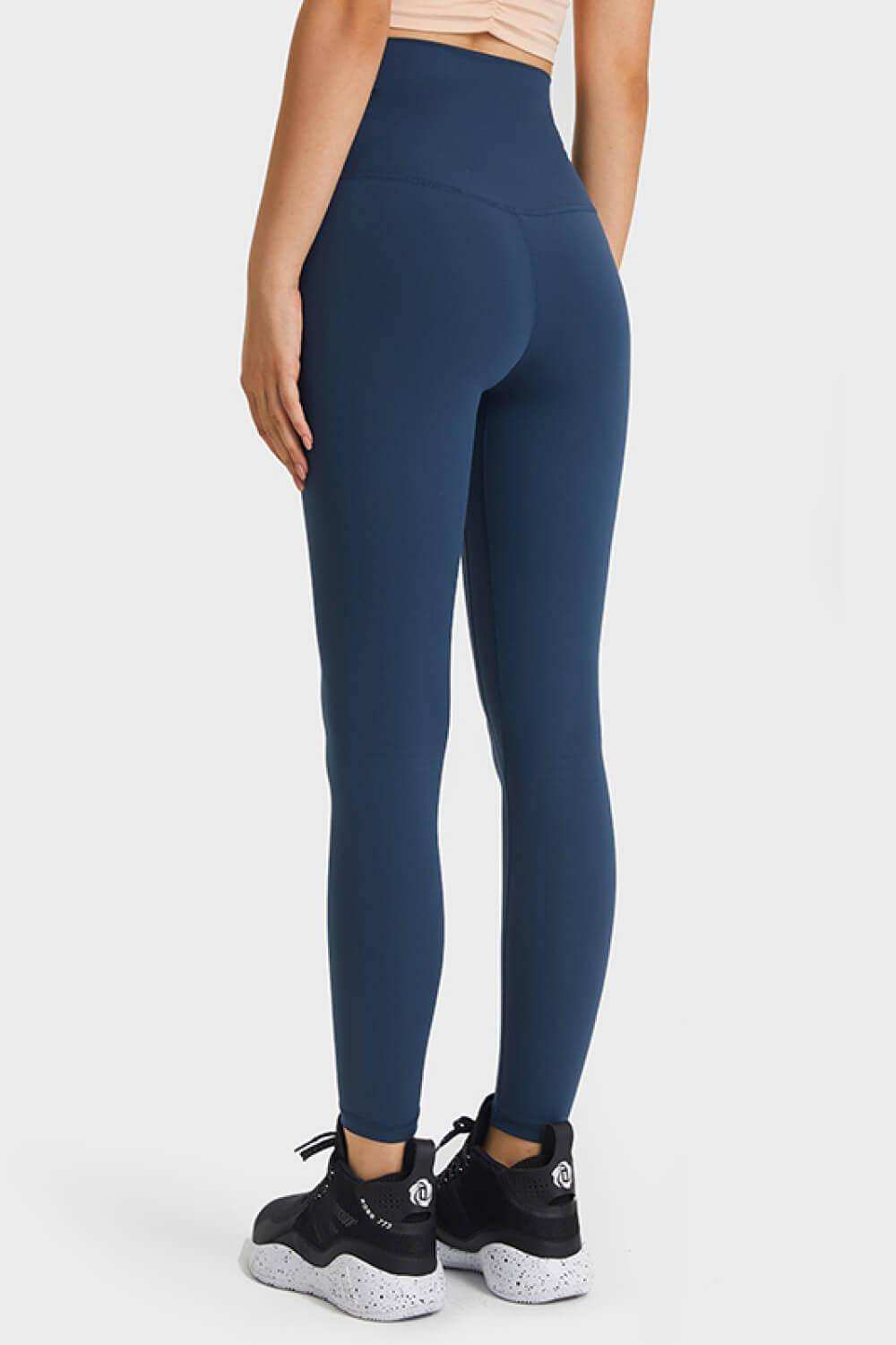 Feel Like Skin Elastic Waistband Yoga Leggings - Trendsi - Flyclothing LLC