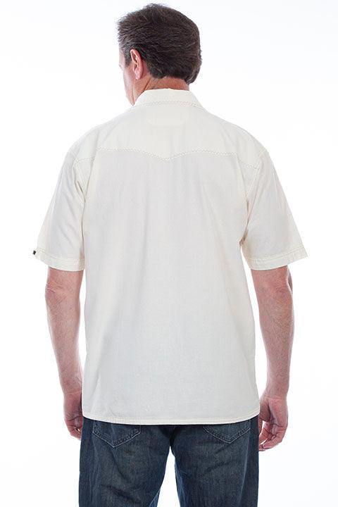 Scully Leather Ivory Distressed Skull Embroidered Shirt - Scully Leather