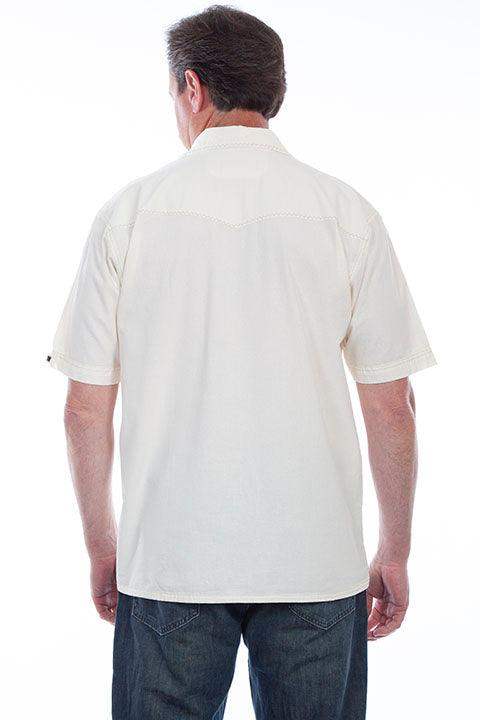 Scully Leather Ivory Distressed Skull Embroidered Shirt - Scully Leather - Flyclothing LLC
