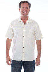 Scully Leather Ivory Distressed Skull Embroidered Shirt - Scully Leather - Flyclothing LLC