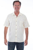 Scully Leather Ivory Distressed Skull Embroidered Shirt - Scully Leather
