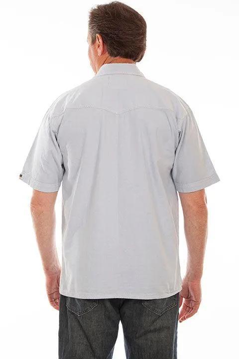 Scully Leather Ice Grey Horse Shoe Embroidered Shirt - Scully Leather