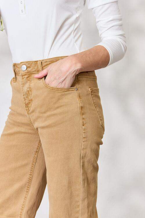RISEN Full Size Fringe Hem Wide Leg Jeans - Trendsi - Flyclothing LLC