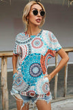 Printed Round Neck Short Sleeve Tee - Trendsi - Flyclothing LLC