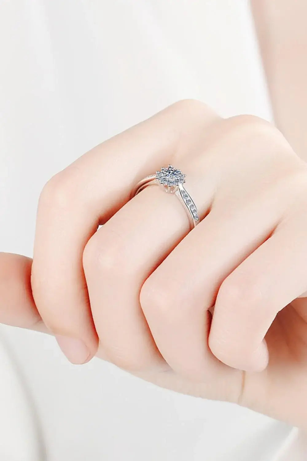 Moissanite Rhodium-Plated Snowflake Ring - Trendsi - Flyclothing LLC