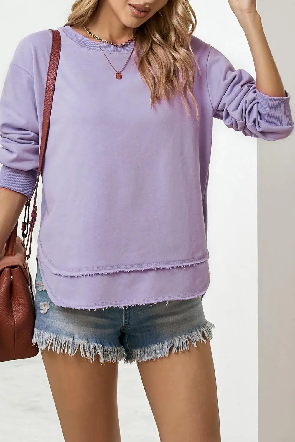 Side Slit Drop Shoulder Sweatshirt - Trendsi - Flyclothing LLC