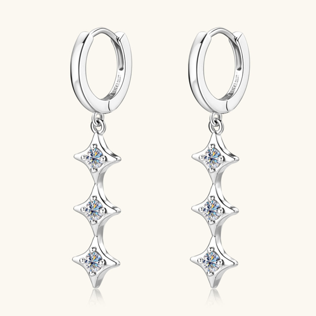 Moissanite 925 Sterling Silver Geometric Shape Earrings