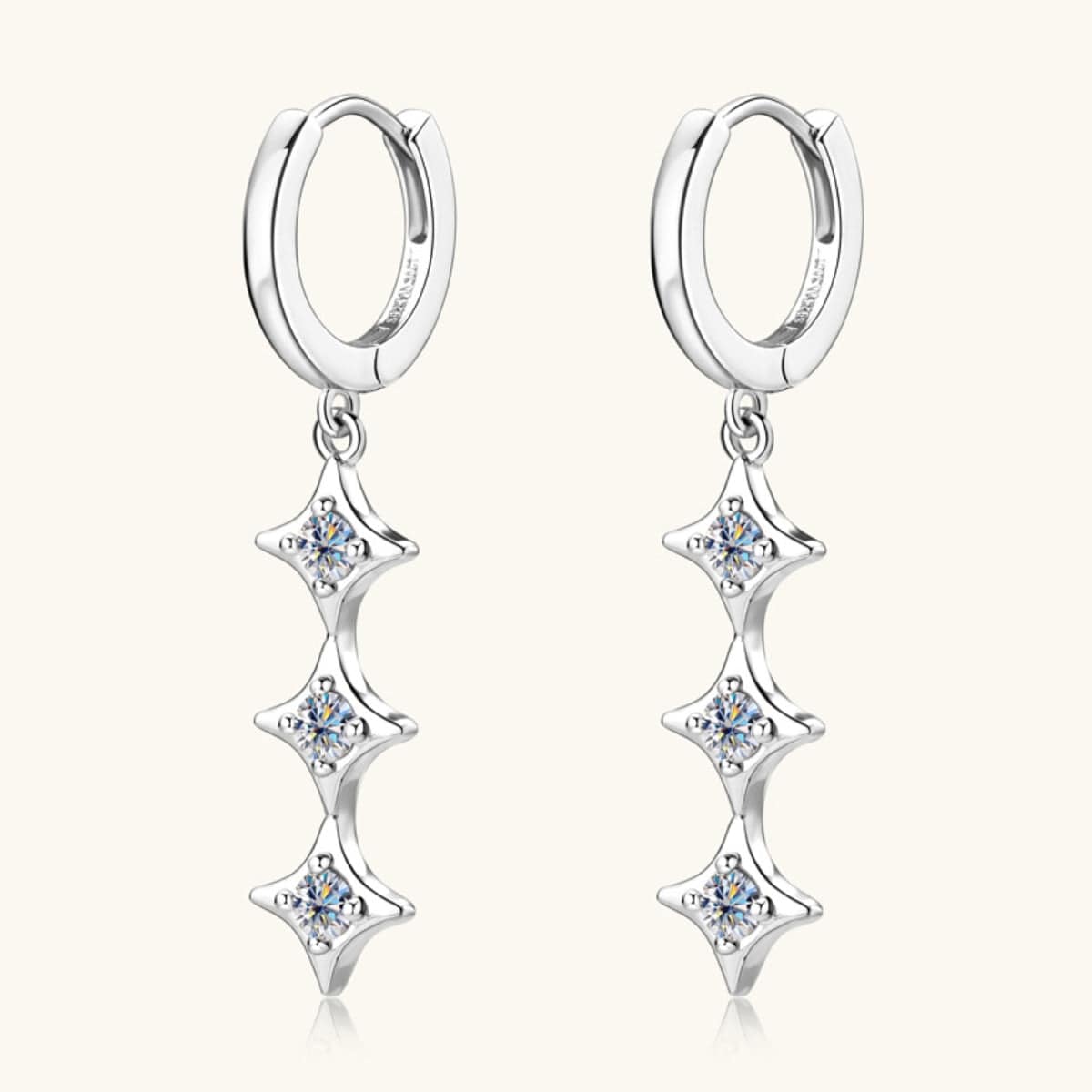 Moissanite 925 Sterling Silver Geometric Shape Earrings - Flyclothing LLC