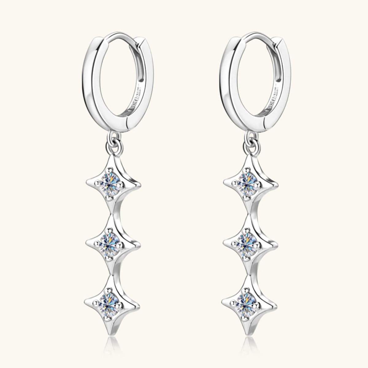 Moissanite 925 Sterling Silver Geometric Shape Earrings - Trendsi - Flyclothing LLC