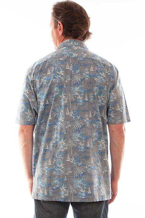Scully Leather Grey S/S Palm Trees & Sail Boats Shirt - Scully Leather - Flyclothing LLC