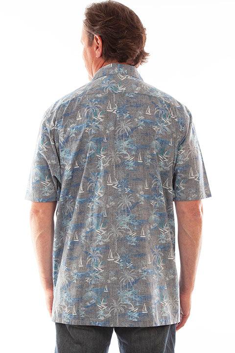 Scully Leather Grey S/S Palm Trees & Sail Boats Shirt - Flyclothing LLC