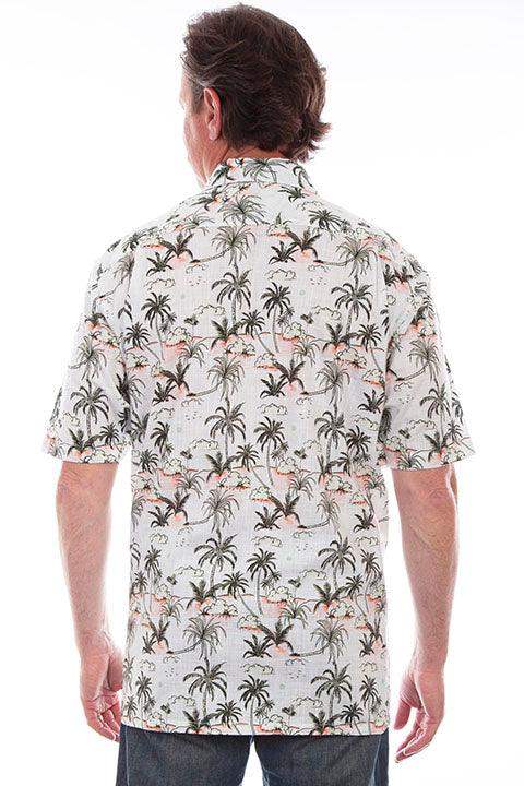 Scully Leather White S/S Palm Trees Shirt - Scully Leather - Flyclothing LLC