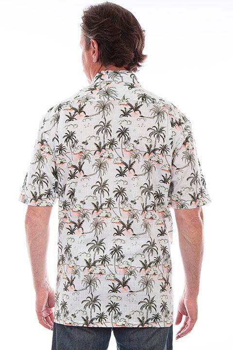 Scully Leather White S/S Palm Trees Shirt - Scully Leather