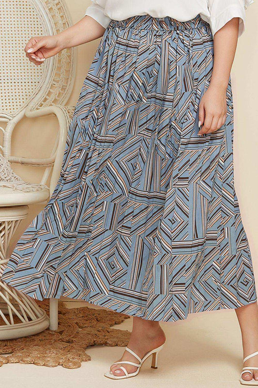 Plus Size Geometric Pleated Skirt - Trendsi - Flyclothing LLC