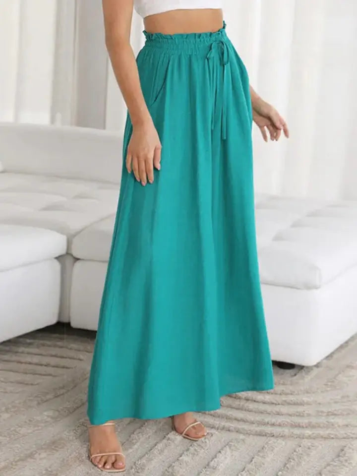 Drawstring Waist Wide Leg Pants - Trendsi - Flyclothing LLC