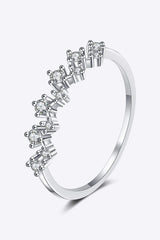 Moissanite Rhodium-Plated Half-Eternity Ring - Trendsi - Flyclothing LLC