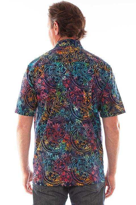 Scully Leather Farthest Point Dark Blue S/S Batik Paisley/Flowers - Scully Leather - Flyclothing LLC