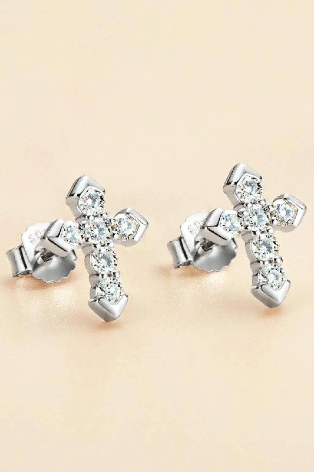 Moissanite Cross Stud Earrings - Trendsi - Flyclothing LLC