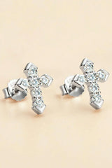 Moissanite Cross Stud Earrings - Trendsi - Flyclothing LLC