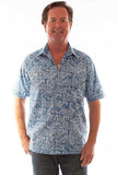 Scully Leather Farthest Point Light Blue S/S Batik Indigo Squares - Scully Leather - Flyclothing LLC