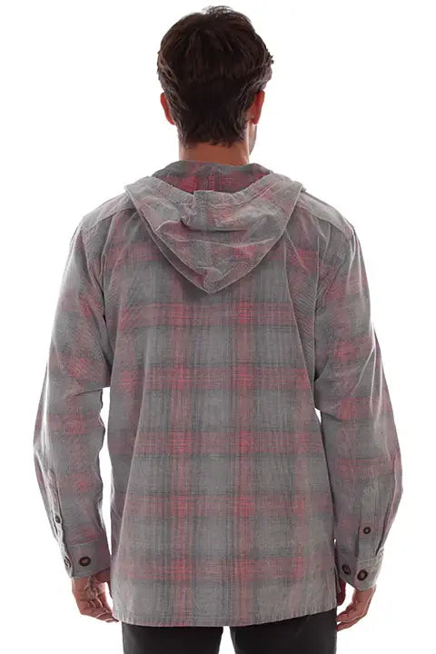 Scully Leather Farthest Point Grey-Red Unlined Corduroy Hoodie - Scully Leather - Flyclothing LLC