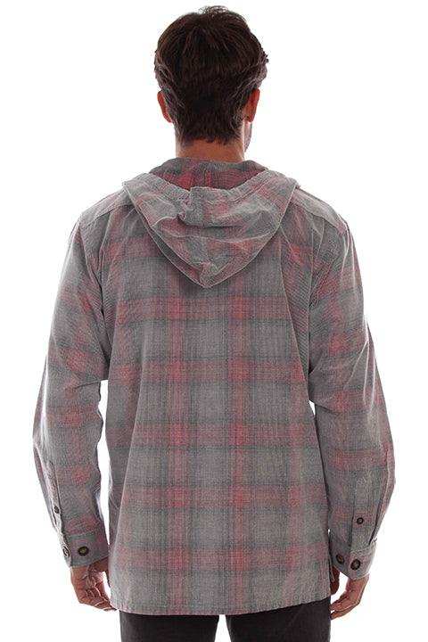 Scully Leather Farthest Point Grey-Red Unlined Corduroy Hoodie - Scully Leather - Flyclothing LLC