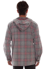 Scully Leather Farthest Point Grey-Red Unlined Corduroy Hoodie