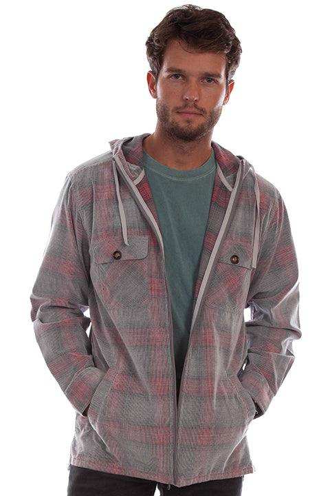 Scully Leather Farthest Point Grey-Red Unlined Corduroy Hoodie - Scully Leather - Flyclothing LLC