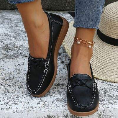 Weave Wedge Heeled Loafers - Trendsi - Flyclothing LLC
