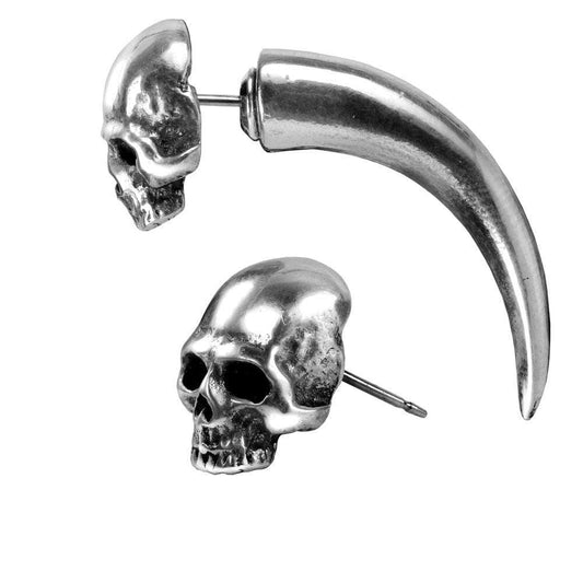 Alchemy Gothic Tomb Skull Horn Earring - Alchemy Gothic
