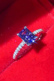 1 Carat Moissanite 925 Sterling Silver Rectangle Ring in Blue - Trendsi