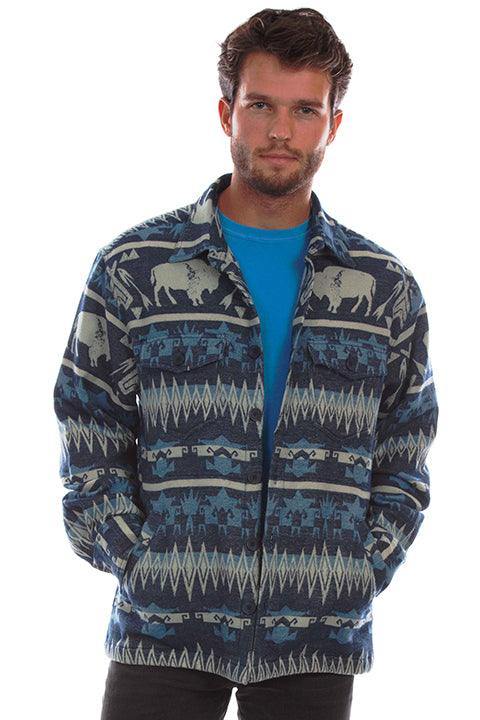 Scully Leather 100% Cotton Blue Buffalo Shirt-Jacket - Scully Leather