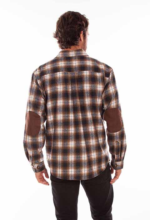 Scully Leather Farthest Point Brown-Black Wool Blend Flannel Med Weight