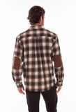 Scully Leather Farthest Point Brown-Black Wool Blend Flannel Med Weight - Scully Leather