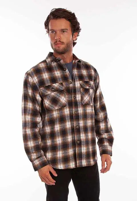 Scully Leather Farthest Point Brown-Black Wool Blend Flannel Med Weight - Scully Leather - Flyclothing LLC