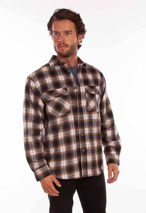 Scully Leather Farthest Point Brown-Black Wool Blend Flannel Med Weight - Scully Leather - Flyclothing LLC