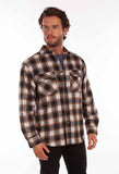 Scully Leather Farthest Point Brown-Black Wool Blend Flannel Med Weight - Scully Leather