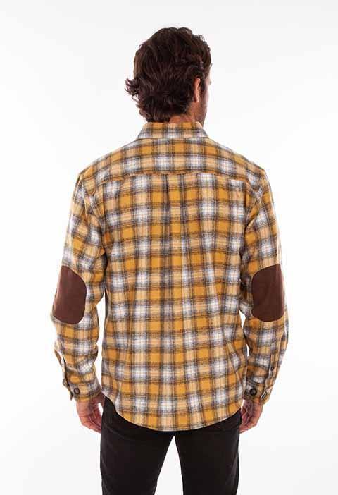 Scully Leather 80% Wool 20% Viscose Golden-Black Wool Blend Flannel Med Weight Shirt - Scully Leather