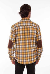 Scully Leather 80% Wool 20% Viscose Golden-Black Wool Blend Flannel Med Weight Shirt - Scully Leather