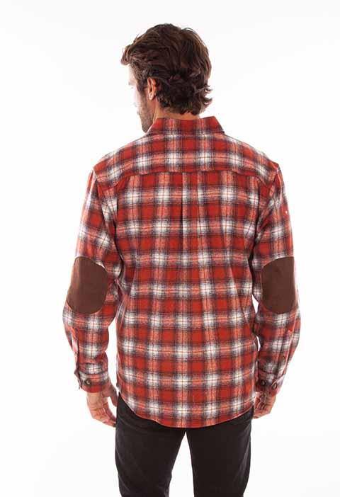 Scully Leather 80% Wool 20% Viscose Rust-Black Wool Blend Flannel Med Weight Shirt - Scully Leather