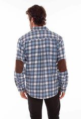 Scully Leather 80% Wool 20% Viscose Slate Blue-Black Wool Blend Flannel Med Weight Shirt - Scully Leather - Flyclothing LLC