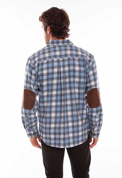 Scully Leather 80% Wool 20% Viscose Slate Blue-Black Wool Blend Flannel Med Weight Shirt - Scully Leather