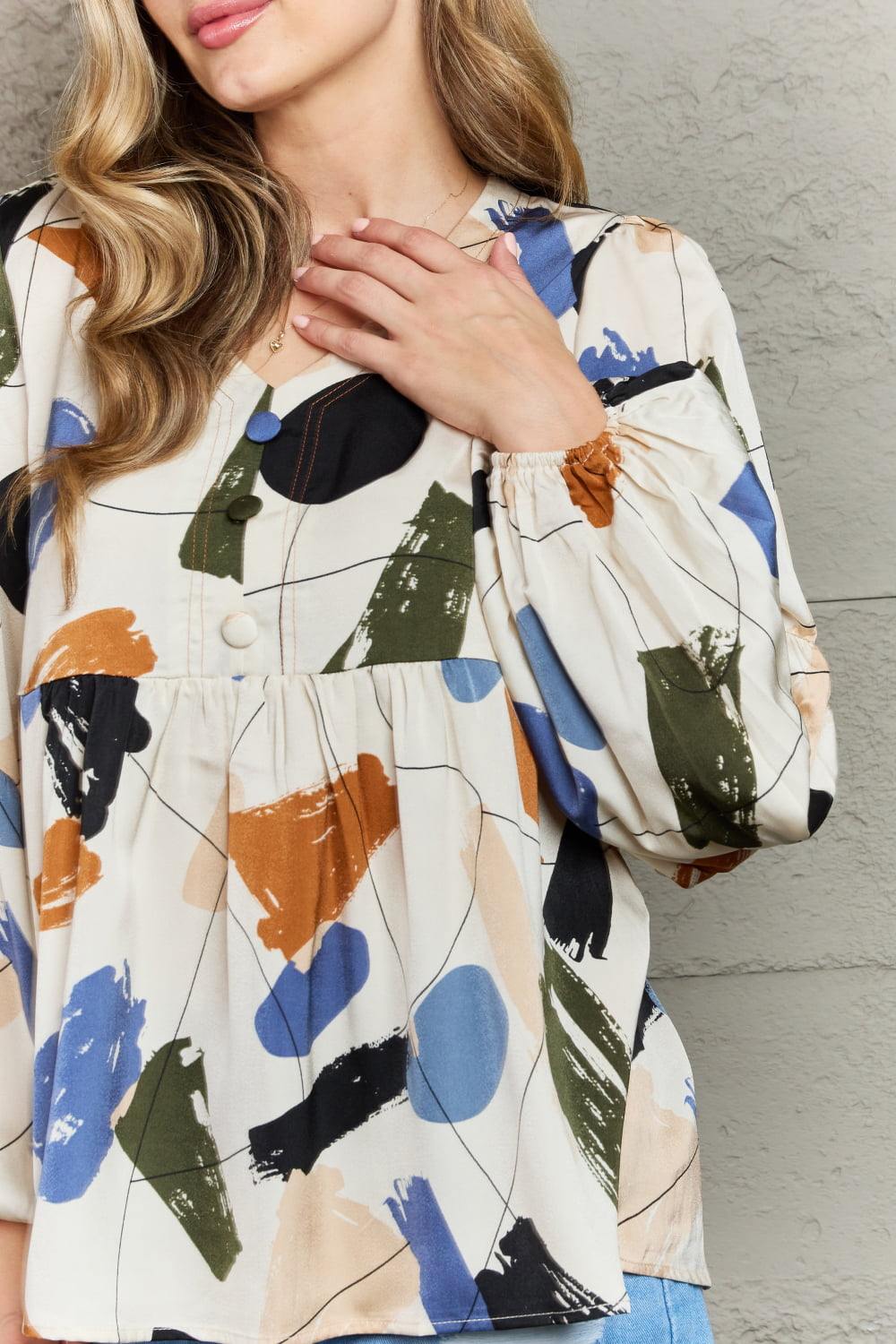 Hailey & Co Wishful Thinking Multi Colored Printed Blouse - Trendsi