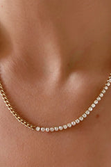 Inlaid Zircon Stainless Steel Necklace - Trendsi - Flyclothing LLC