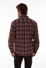 Scully Leather 80% Wool 20% Viscose Chocolate-Port Wool Blend Flannel Heavy Weight Shirt - Scully Leather