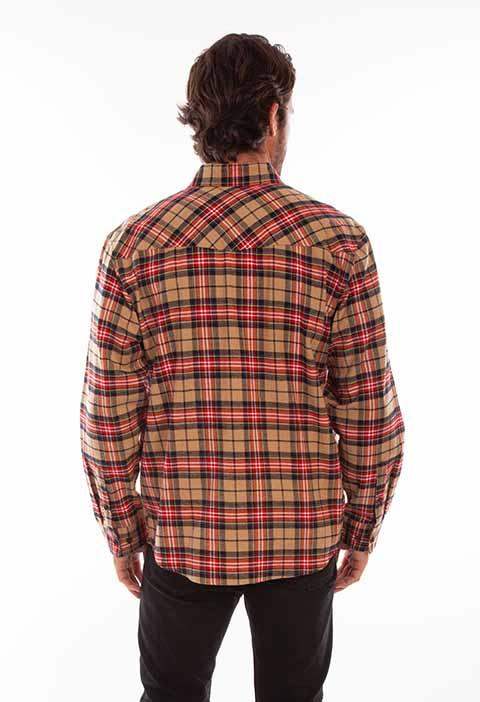 Scully Leather 100% Cotton Tan Plaid Cotton Flannel Shirt - Scully Leather - Flyclothing LLC